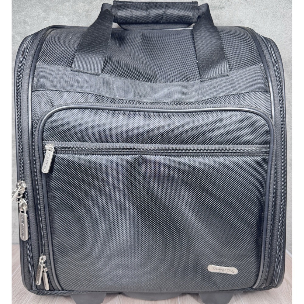 Travelon Rolling Luggage Laptop Bag Carry On Black Wheeled Tote Expandable 17x15